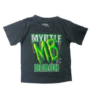 Myrtle Beach Graphic T-shirt gray neon green short sleeve Boys Size 2T